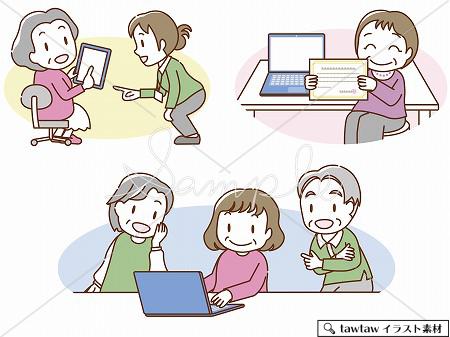 シニアパソコン タブレット教室 Tawtawイラスト素材 シニアパソコン タブレット教室 Tawtawイラスト素材