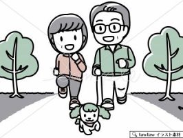 犬とお散歩シニア夫婦