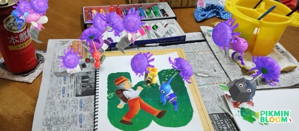 AlphabetAction Wを描いているときの様子 w/ pikmin bloom AR