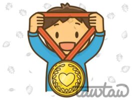 メダルを持つ子ども